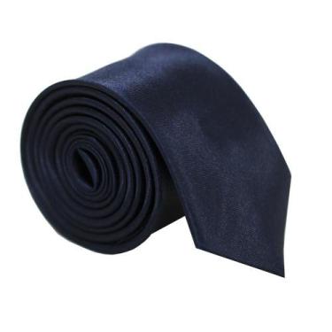 Imagem de Gravata Slim Fit Lisa Azul Marinho Formatura e Casamento - Genérica