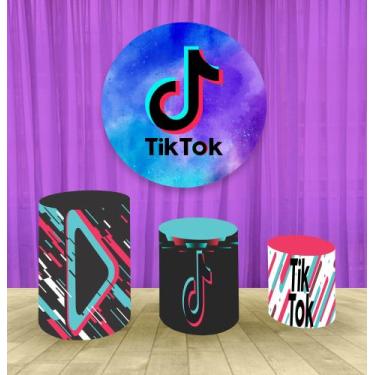 Imagem de Painel Redondo 1,50m E Trio Capa De Cilindro tik tok - Fantasia Brás, 