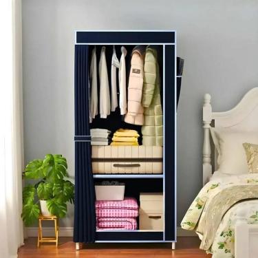 Imagem de Guarda Roupa Azul Closet Solteiro Organizador Com Capa