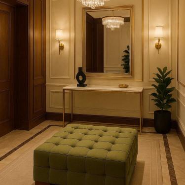 Imagem de Puff para Sala de Estar Linho Karen Verde