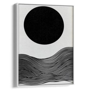 Imagem de Quadro Abstrato Preto e Branco sob a Lua Serena - Mioquadros, 60x40 cm