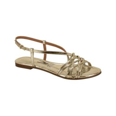 Imagem de Sandália Rasteira Vizzano Feminina Tiras Metalizada, Dourado, 38