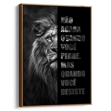 Imagem de Quadro decorativo Leão Motivacional - Mioquadros, 120x80 cm, Tabaco