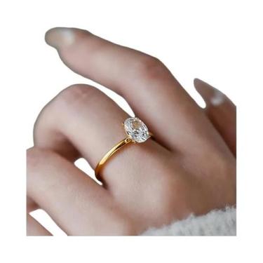 Imagem de Anel De Noivado Feminino Em Prata Esterlina 925 Com Zircônia Cúbica Ov