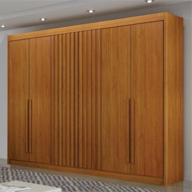 Imagem de Guarda-roupa Casal Diamante Ripado 6 Portas 6 Gavetas Mdf Leifer Cinamomo