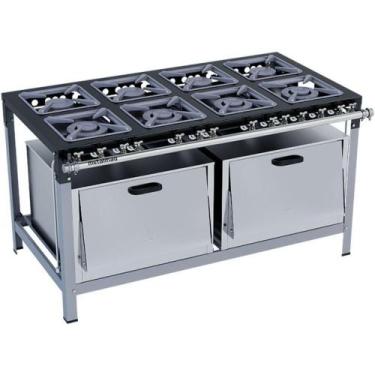 Imagem de Fogão Industrial Stori Premium 8 Bocas 30x30 Com 2 Fornos M20 Metalmaq