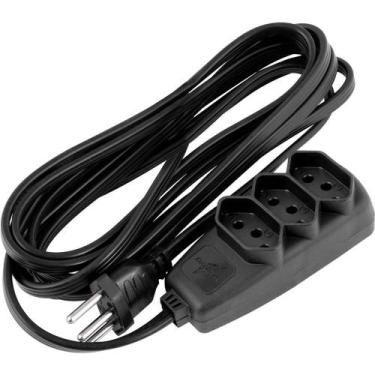 Imagem de Extensão Elétrica com 5 Metros, Cabo PP 3 x 0,75 Mm², 2p+t Preta, Mode