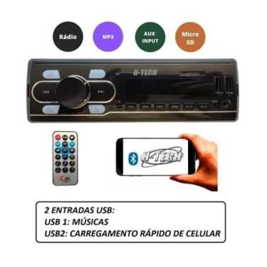 Imagem de Som Rádio Automotivo Bluetooth Usb Card Sd Aux Fm Mp3 Htech - H-TECH