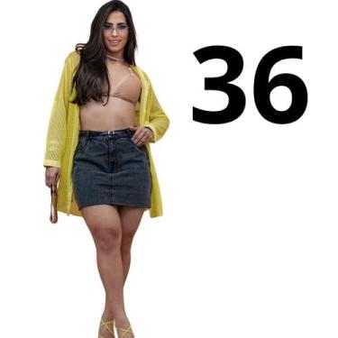 Imagem de Saia jeans feminina Preta Tradicional com cinto cintura alta 100% algo