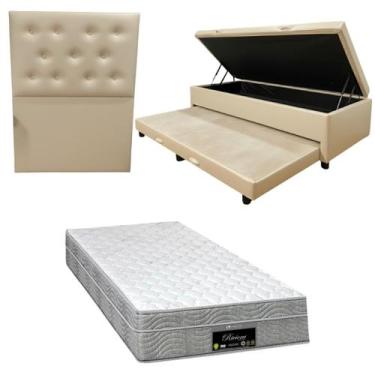 Imagem de Cama Box Baú Solteiro com Auxiliar Bicama Colchão Riviera Molas Ensaca