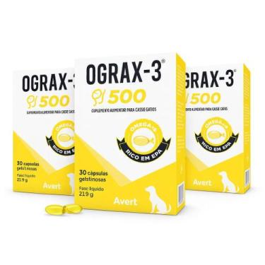 Imagem de Kit Ograx-3 500mg 30 Cápsulas para Cães e Gatos - Avert