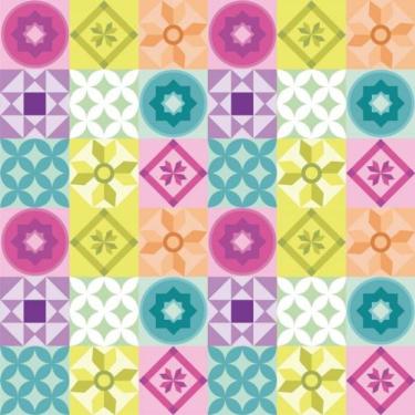 Imagem de Papel de Parede Infantil Azulejo Geométrico Vivo Rolo 300x60cm Lilás Casa H para Quartos