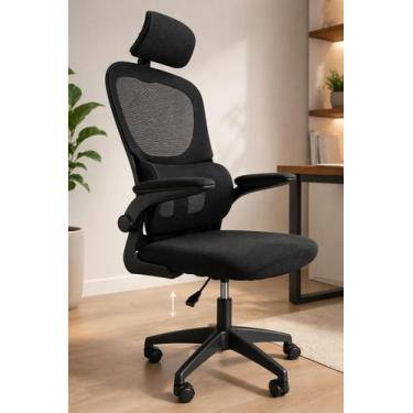 Imagem de Cadeira Ergonômica Escritório SM706 Preta Tela Mesh Home Office