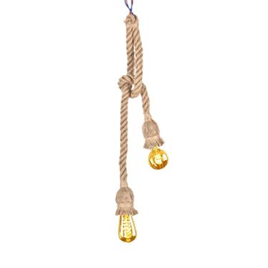 Imagem de Cabo de luz pendente,kit de luz pendurado em cord?o de lampada de tecido vintage com corda de canhamo torcido conjunto de soquete de luzes pendentes E27 para lampada pendente(Double Heads), Lamp