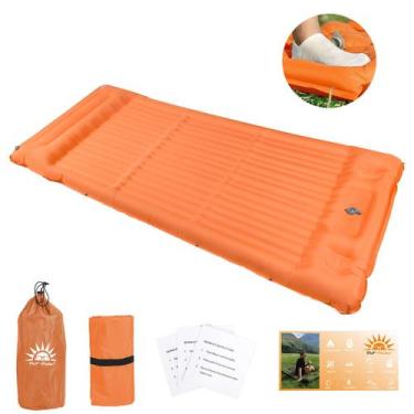 Imagem de Colchão Inflável Solteiro Automático Com Travesseiro Camping Acampamen