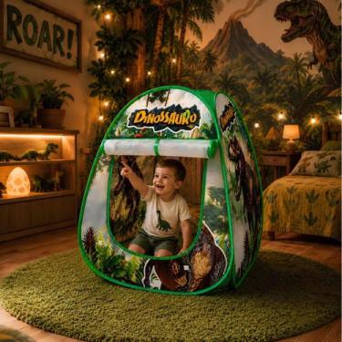 Imagem de Barraca Infantil Dinossauro T-REX Verde Dobrável Menino - DM Toys