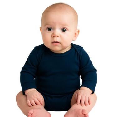 Imagem de Body Manga Longa Botões Infantil Bebê Brandili, RN, Marinho