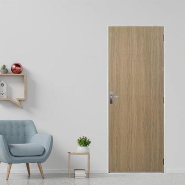 Imagem de Kit Porta de Madeira Lisa 215x75cm com Batente de Aço 6cm Açomad MGM A