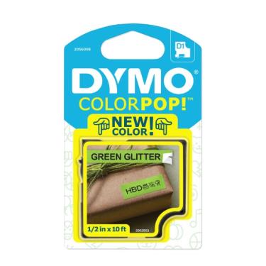 Imagem de Fita gliterizada dymo para rotulador lm (12mm x 3m) preto/verde