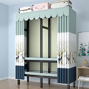 Imagem de LTLJX Armários dobráveis, organizador portátil de pano para guarda-roupa, com tecido coberto e haste para pendurar, rápido e fácil de montar, D, 125 x 45 x 175 cm