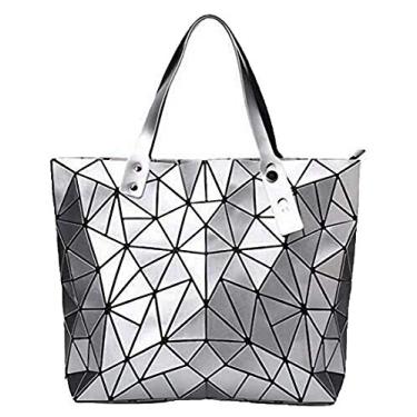 Imagem de Bolsa feminina geométrica com alça superior fosca, bolsa de ombro geométrica, 006 prata, One Size