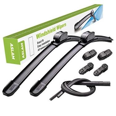 Imagem de ASLAM limpadores de para-brisa para todas as estações tipo M, adaptadores multifuncionais e recargas substituíveis, dupla vida útil (conjunto de 2)ASLAM 26"+17"(Pair for Front Windshield) preto Type M-26/17