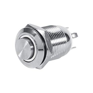 Imagem de Interruptor de botão elétrico LED para carro de 12 mm, Keenso 1NO à prova d'água, botão de pressão momentânea, interruptor circular de 4 pinos (branco)