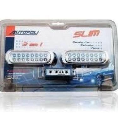 Imagem de Farol de Milha Strobo Slim 16 Leds Branco Corpo Cromado