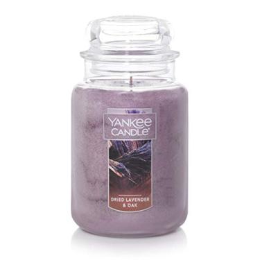 Imagem de Yankee Candle Vela de pavio único com frasco grande de 650 ml com perfume de lavanda seca e carvalho, mais de 110 horas de tempo de queima