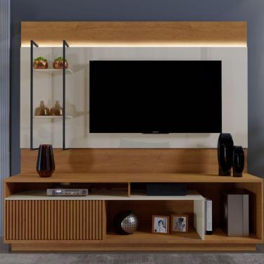 Imagem de Estante Home para TV até 65" 01 Porta 03 Nichos e 02 Prateleiras com LED Granada Naturalle/Off White