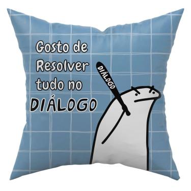 Imagem de Almofada Avulsa Cheia Flork Meme Humor c/ Frases 45cm x 45cm com Refil