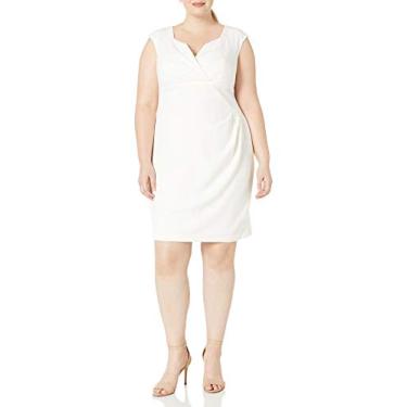 Imagem de Adrianna Papell Vestido feminino plus size plissado com gola V, Casca de ovo, 24 Plus