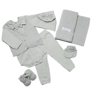 Imagem de Saida Maternidade Completa Recem Nascido Menino Menina 7 Peças Sanches Baby (Cinza Liso)