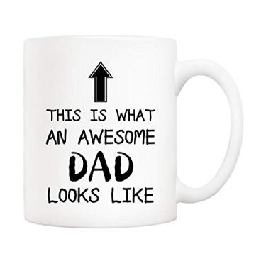 Imagem de 5Aup Funny Awesome Dad Caneca de Café, This Is What an Awesome Dad Looks Tipo, 325 ml Copos de Filha Filha, Únicos e Dia dos Pais para o Pai Pai Marido Homens