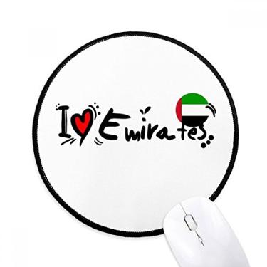 Imagem de DIYthinker I Love Emirates Word Flag Love Heart Illustration Mouse Pad Desktop Office Round Mat para Computador