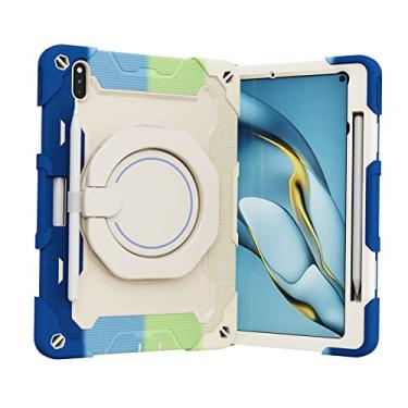 Imagem de Tablet protetor PC Capa Estojo infantil para Huawei MatePad Pro 10,8 polegadas, alça giratória de 360° Estojo três em um resistente a estilhaços, à prova de quedas, alça de ombro (Color : Rainbow BLU