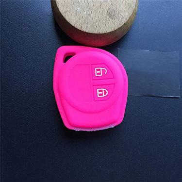 Imagem de YJADHU Capa de chave de carro de silicone de 2 botões, apto para suzuki amagatarai shangyue sx4 swift liana alto igins estima baleno gr, rosa