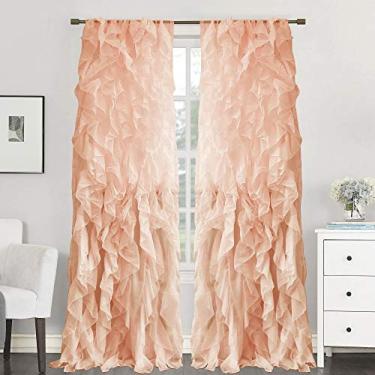 Imagem de Sweet Home Collection Pacote com 2 cortinas transparentes de voile verticais com babados cachoeira, 243 cm x 127 cm, especiarias