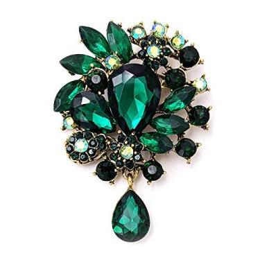 Imagem de Broche feminino vintage LAXPICOL para casamentos, noivas, grandes e azuis, com strass e cristal
