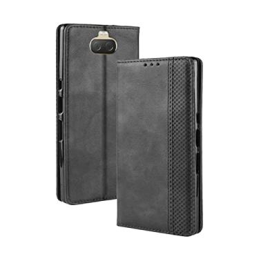 Imagem de HONGYAN Capa de telefone Magnetic Buckle Retro Texture Horizontal Flip Leather Case para Sony 10 Plus, com slots e carteira de titular e carteira Capa protetora