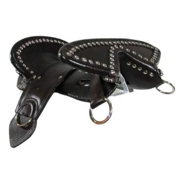 Imagem de Arreio Lombiu Pra Doma De Cabeça Marrom Todo De Inox Em Couro Casco