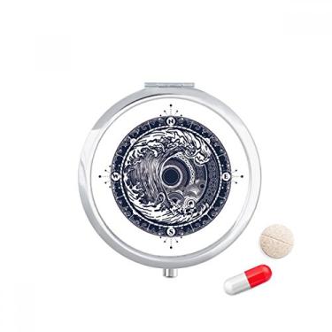 Imagem de Waves Compasso Circle Art Pattern Pill Case Pocket Medicine Storage Box Recipiente Dispenser