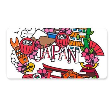 Imagem de DIYthinker Lucky Cat Sakura Japão placa de licença de bambu acessório de aço inoxidável para decoração de carro