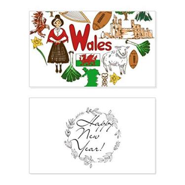 Imagem de Wales Love Heart Reino Unido Landscap Bandeira Nacional Ano Novo Cartão de felicitações Bless Message Present