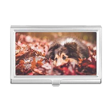 Imagem de Porta-cartões de visita com foto de folhas de animais para cães e animais