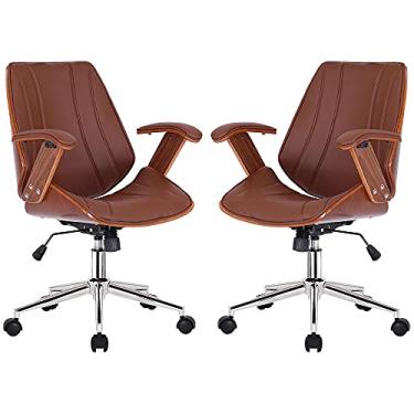 Imagem de Kit 2 Cadeiras de Escritório Juliette Diretor Giratória Marrom - Gran Belo