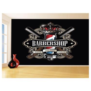 Imagem de Papel De Parede 3D Barbearia Barber Shop Logo 3,5M Brb32