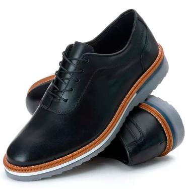 Imagem de Sapato Oxford Casual de Luxo Premium Tratorado Couro Legítimo Preto  unissex