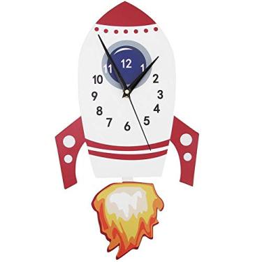 Imagem de Relógio de parede ZPSHYD, relógio de pêndulo branco e vermelho cartoon mudo relógio de parede crianças presentes exclusivos pêndulo quarto infantil relógio de decoração faça você mesmo