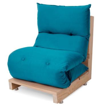 Imagem de Futon de Espuma Almofada Dobrável Solteiro Azul Turquesa 170x60cm - BF Colchões